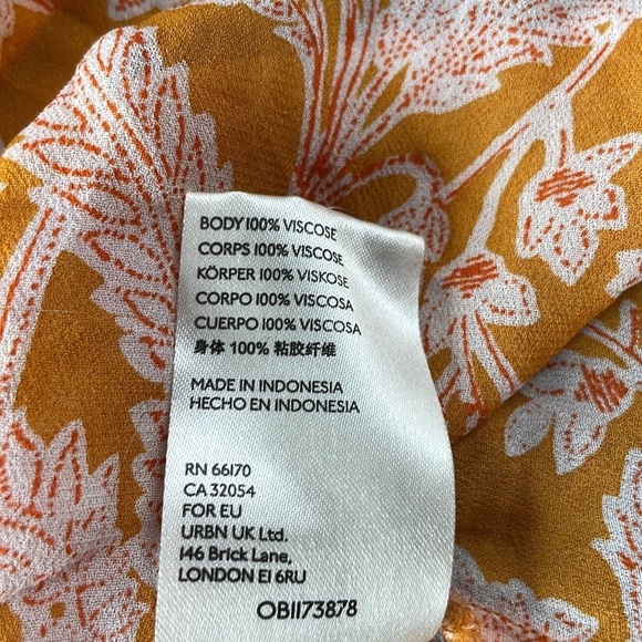 Anthropologie Mia Tiered Ruffle Tunic, Orange and Cream Floral, Button Up sz Med - Picture 12 of 14